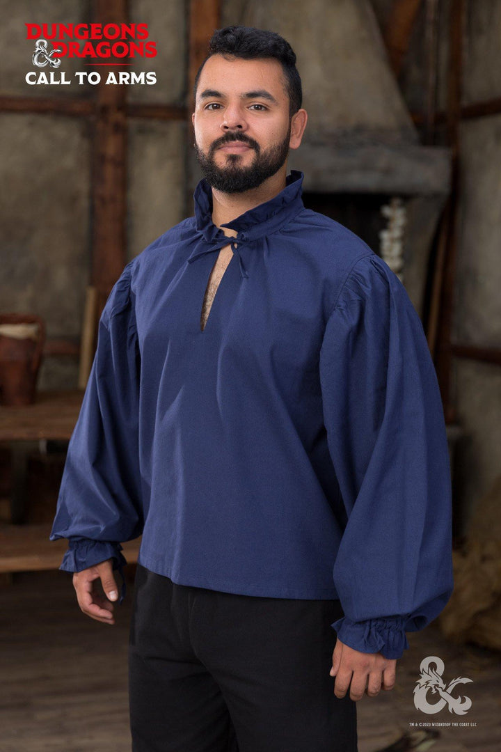 Camisa medieval en algodón Dungeons y Dragons, azul