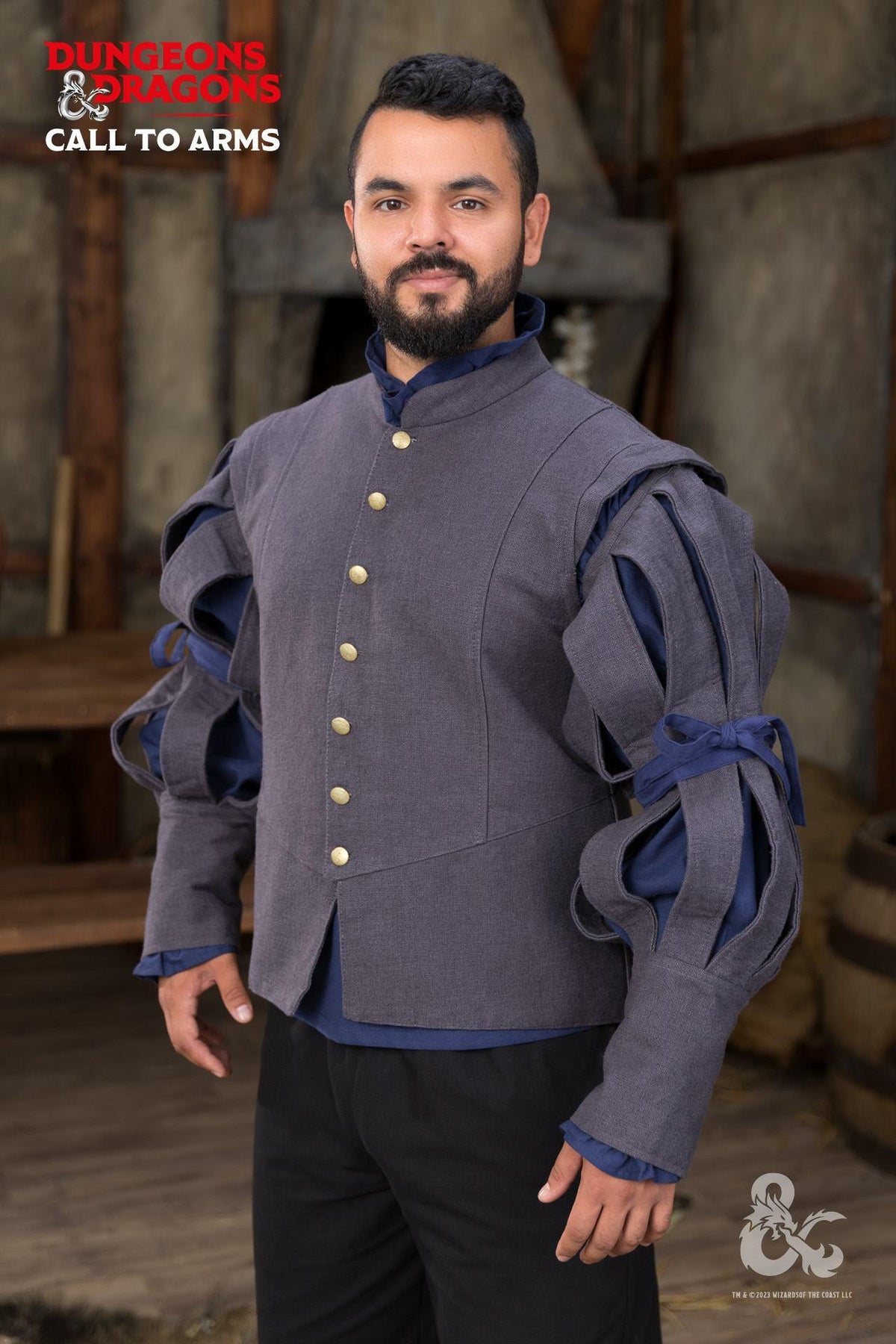 Chaleco medieval en algodón Dungeons y Dragons, color gris