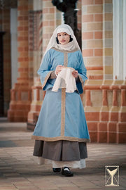 Sobretúnica medieval Lino azul modelo Matilde
