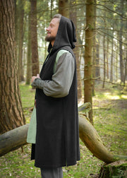 Chaleco medieval con capucha modelo Lorun, color negro