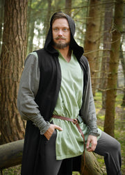 Chaleco medieval con capucha modelo Lorun, color negro