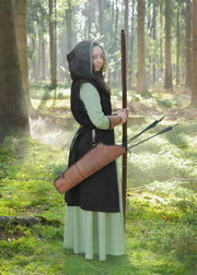 Chaleco medieval con capucha modelo Lorun, color negro