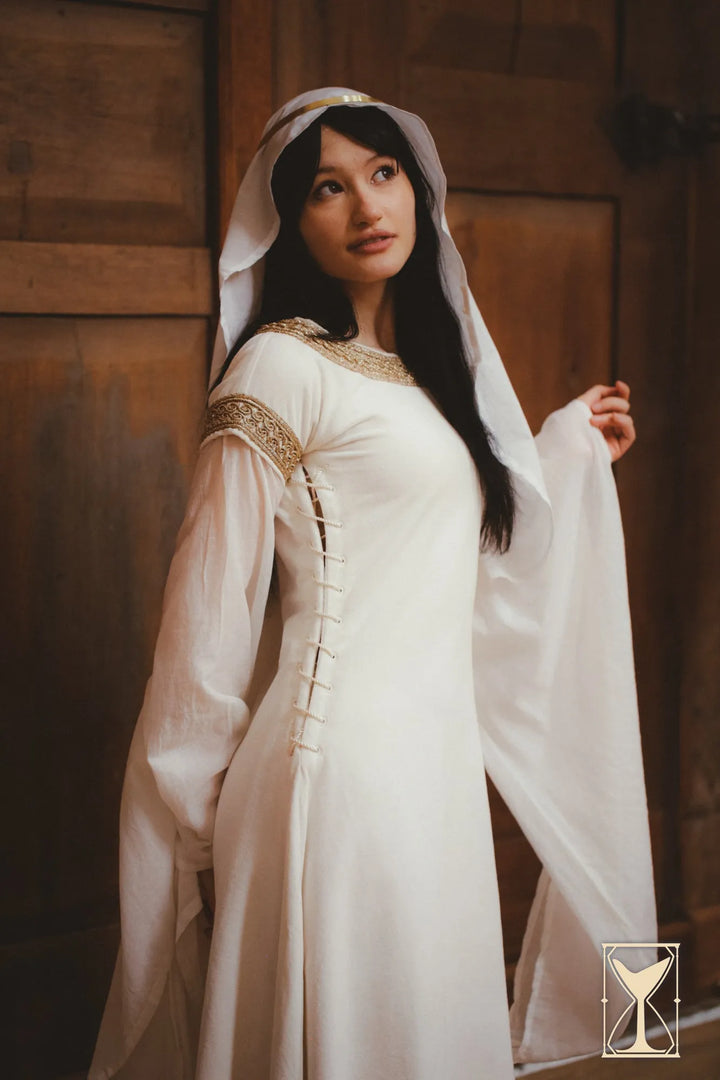 Vestido Medieval crema Bliaut Noble de Terciopelo