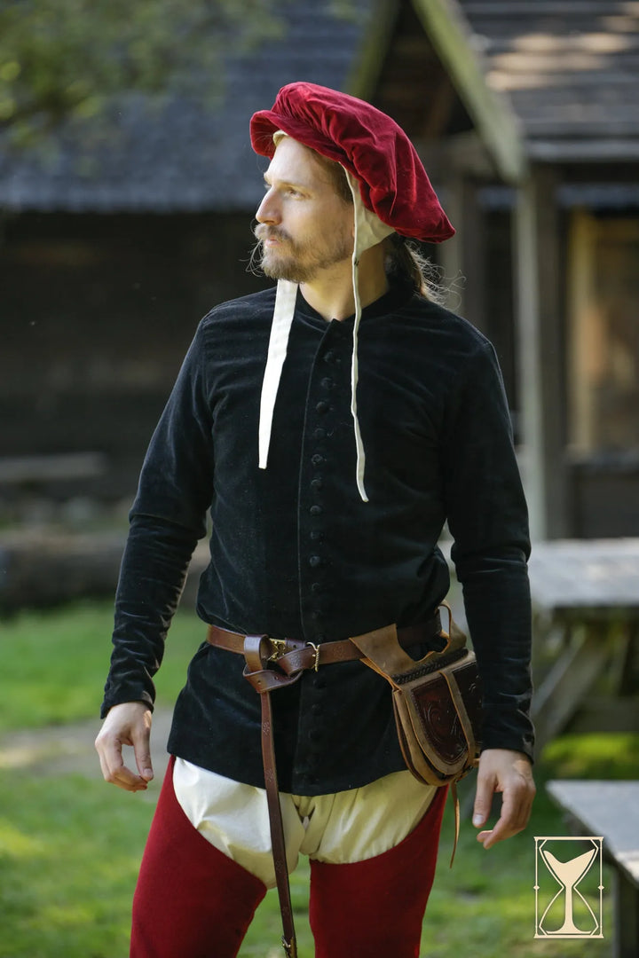 Túnica Medieval negra Ajustada modelo Bonifacio Renacimiento y LARP