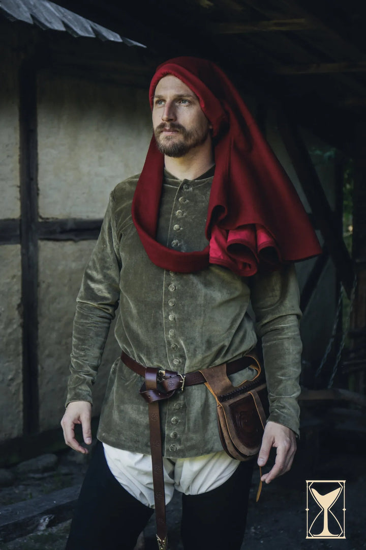 Túnica Medieval verde Ajustada modelo Bonifacio Renacimiento y LARP