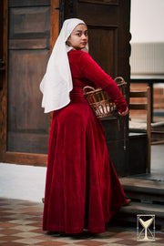 Vestido de Noble Medieval tercopelo rojo modelo Colette
