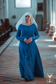 Vestido de Noble Medieval tercopelo azul modelo Colette