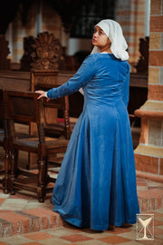 Vestido de Noble Medieval tercopelo azul modelo Colette