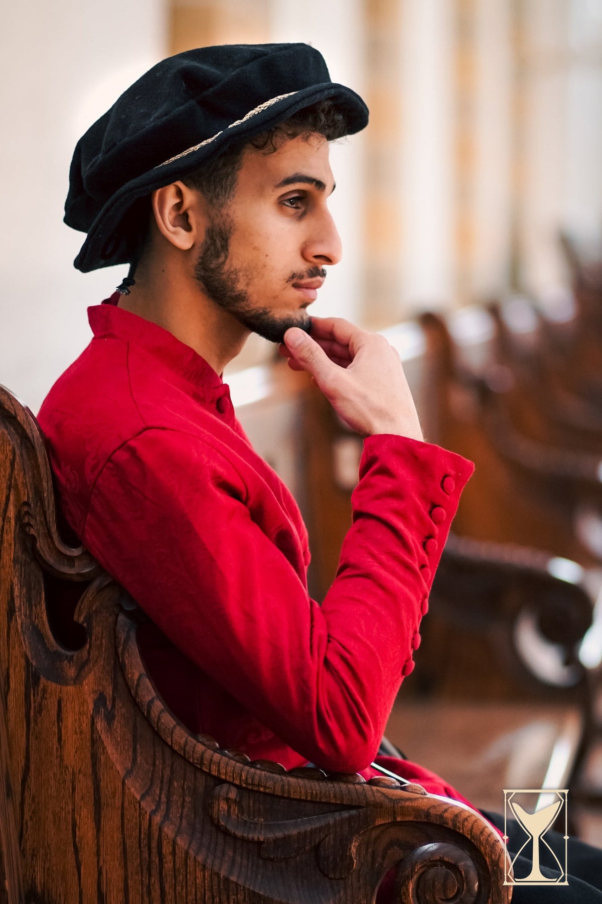 Gorro renacentista plano modelo Edward, color negro