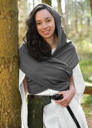 Chal medieval con capucha en algodón, color gris