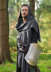 Chal medieval con capucha en algodón, color gris