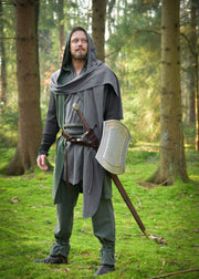 Chal medieval con capucha en algodón, color gris
