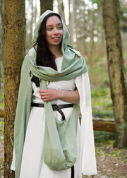 Chal medieval con capucha en algodón, color verde
