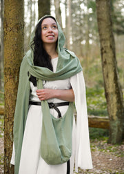 Chal medieval con capucha en algodón, color verde