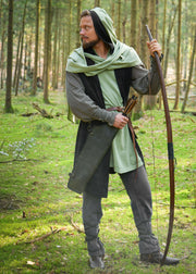 Chal medieval con capucha en algodón, color verde