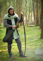 Chal medieval con capucha en algodón, color verde