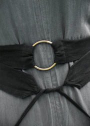 Cinturón medieval doble en algodón, color negro