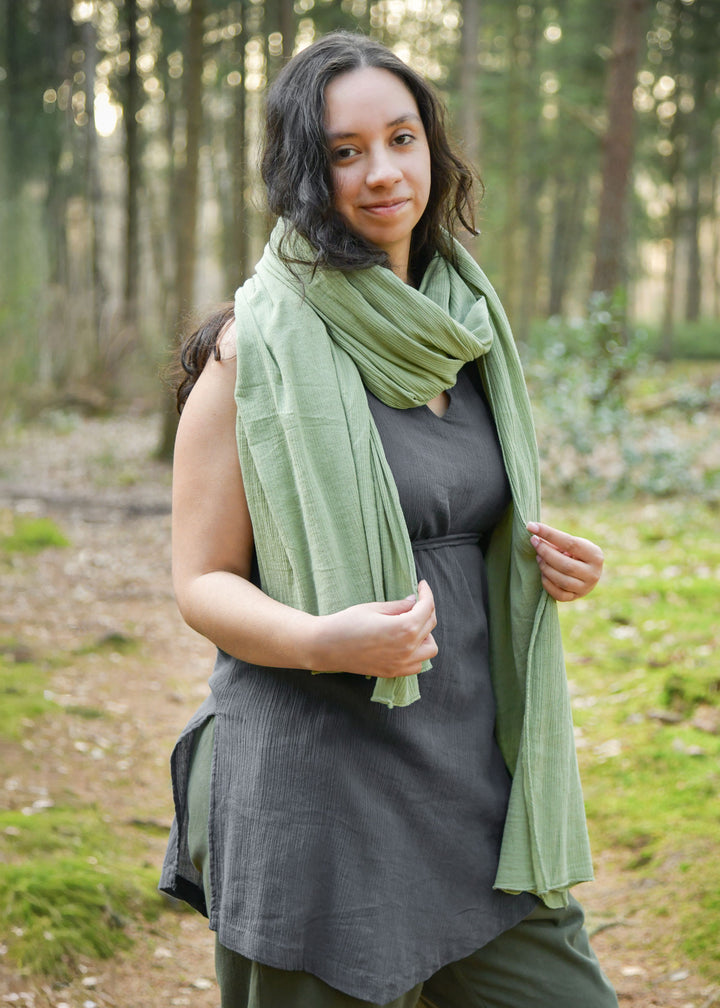 Chal medieval en algodón, color verde