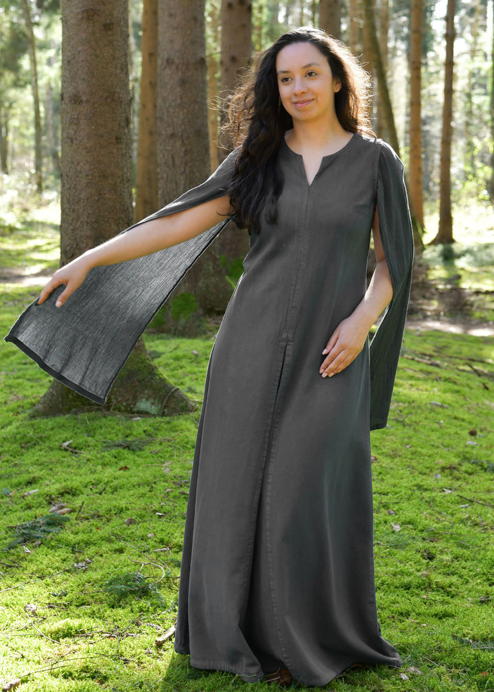 Vestido medieval elegante modelo Elira, color gris