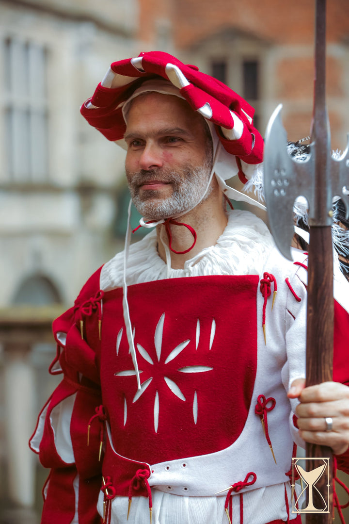 Jubón Landsknecht rojo-blanco, Ropa de Época para LARP