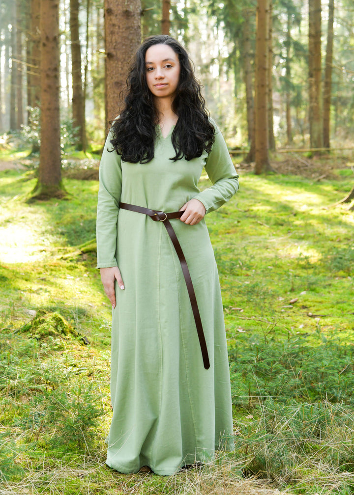 Vestido medieval en algodón modelo Tyra, color verde