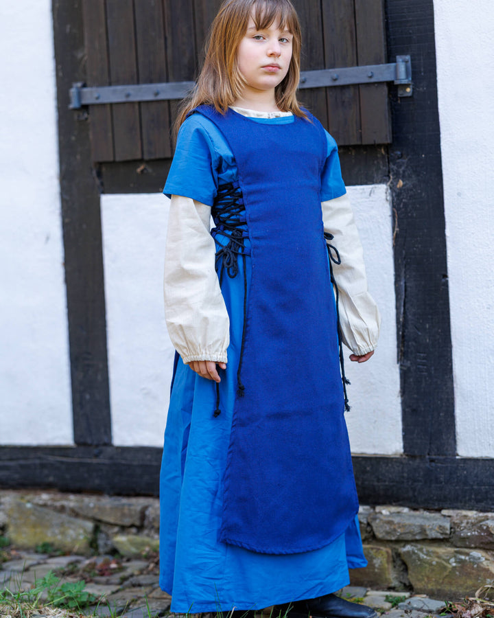 Delantal medieval para niñas modelo Ronja, color azul