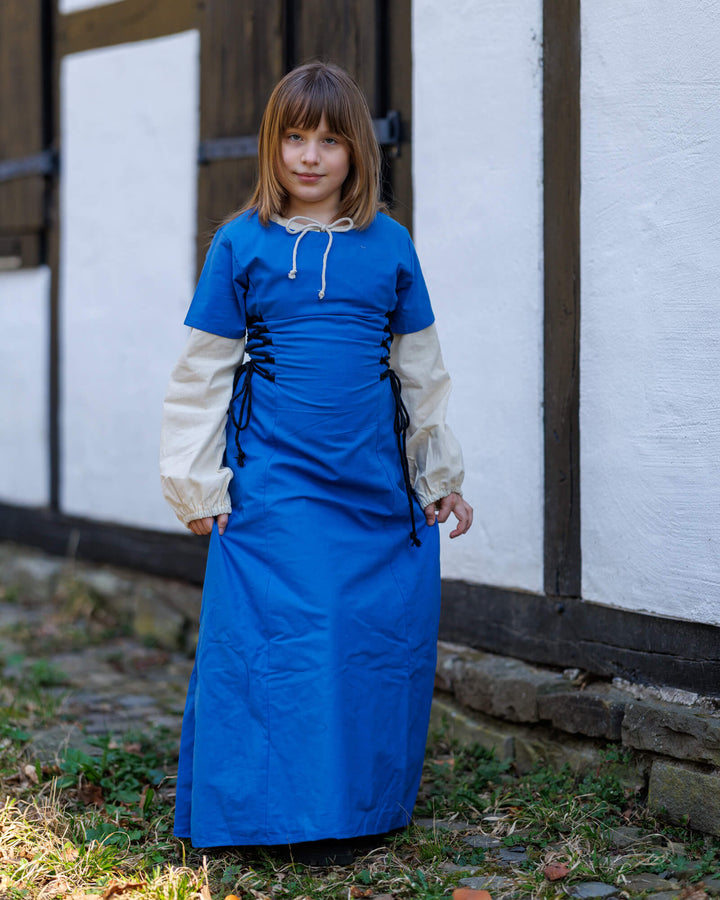 Vestido medieval para niñas modelo Leonie, color azul