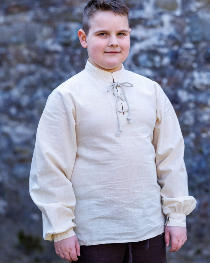 Camisa medieval para niños modelo Benjamin, color blanco natural