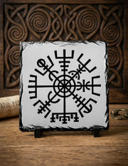 Vegvisir Vikingo sobre Piedra de Pizarra (20x20 cms.)
