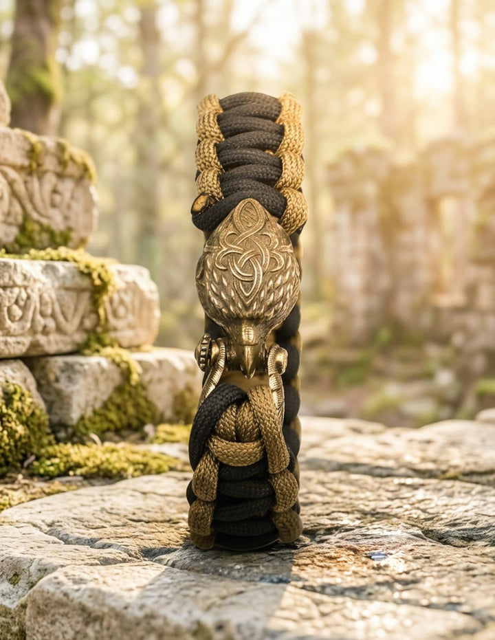 Brazalete Paracord Negro y Marrón Cierre Águila