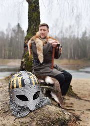 Casco Vikingo de gafas con cota de malla