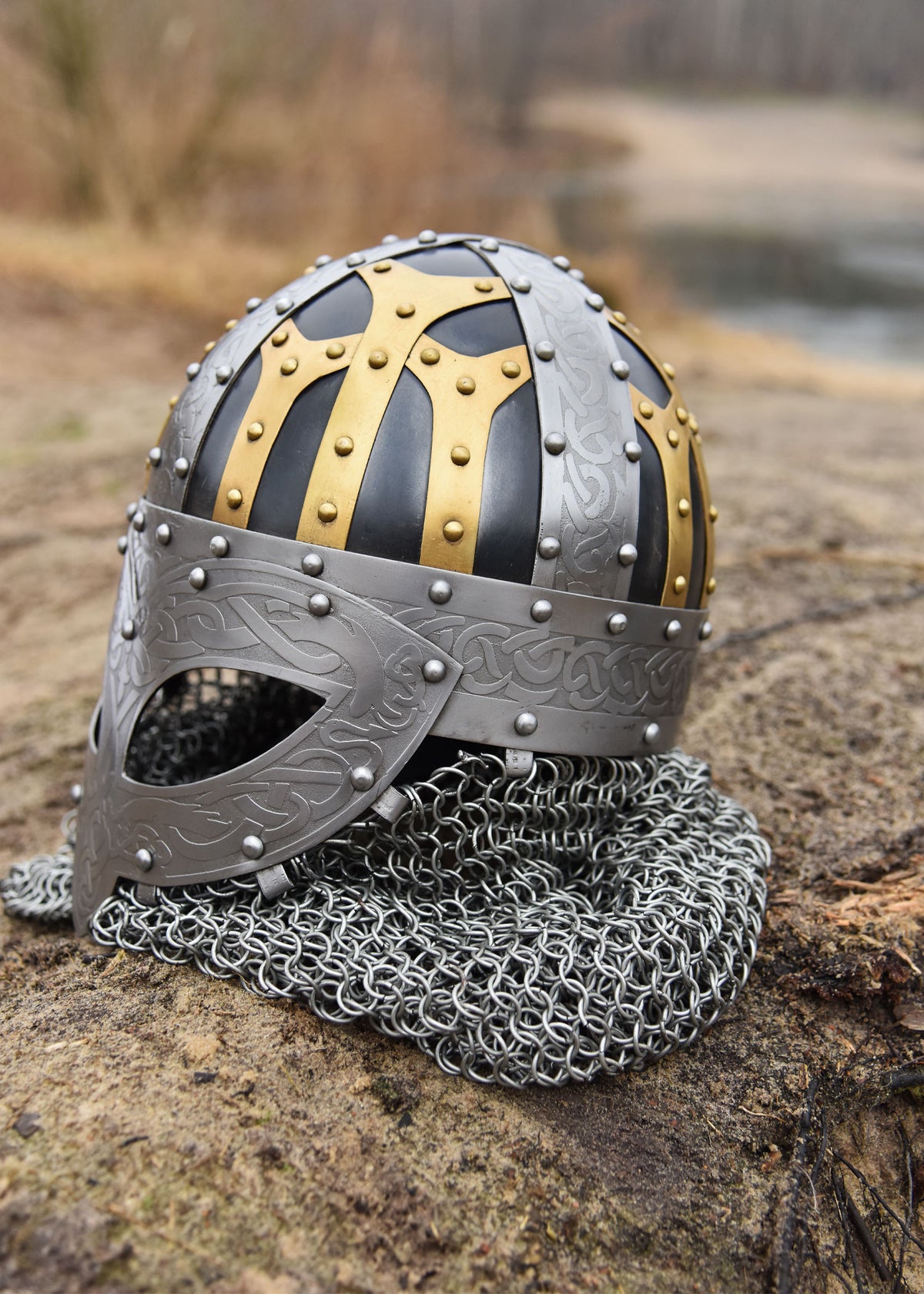 Casco Vikingo de gafas con cota de malla