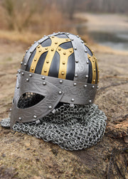 Casco Vikingo de gafas con cota de malla