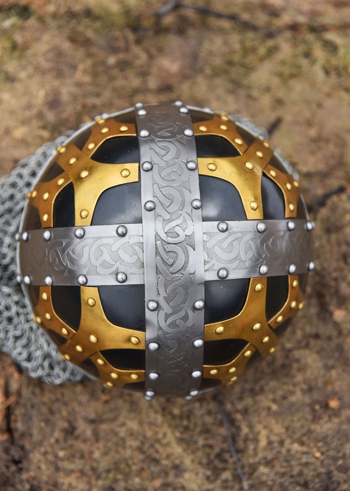 Casco Vikingo de gafas con cota de malla