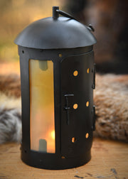 Farol medieval redondo con ventanas de cuerno (26 cm.)