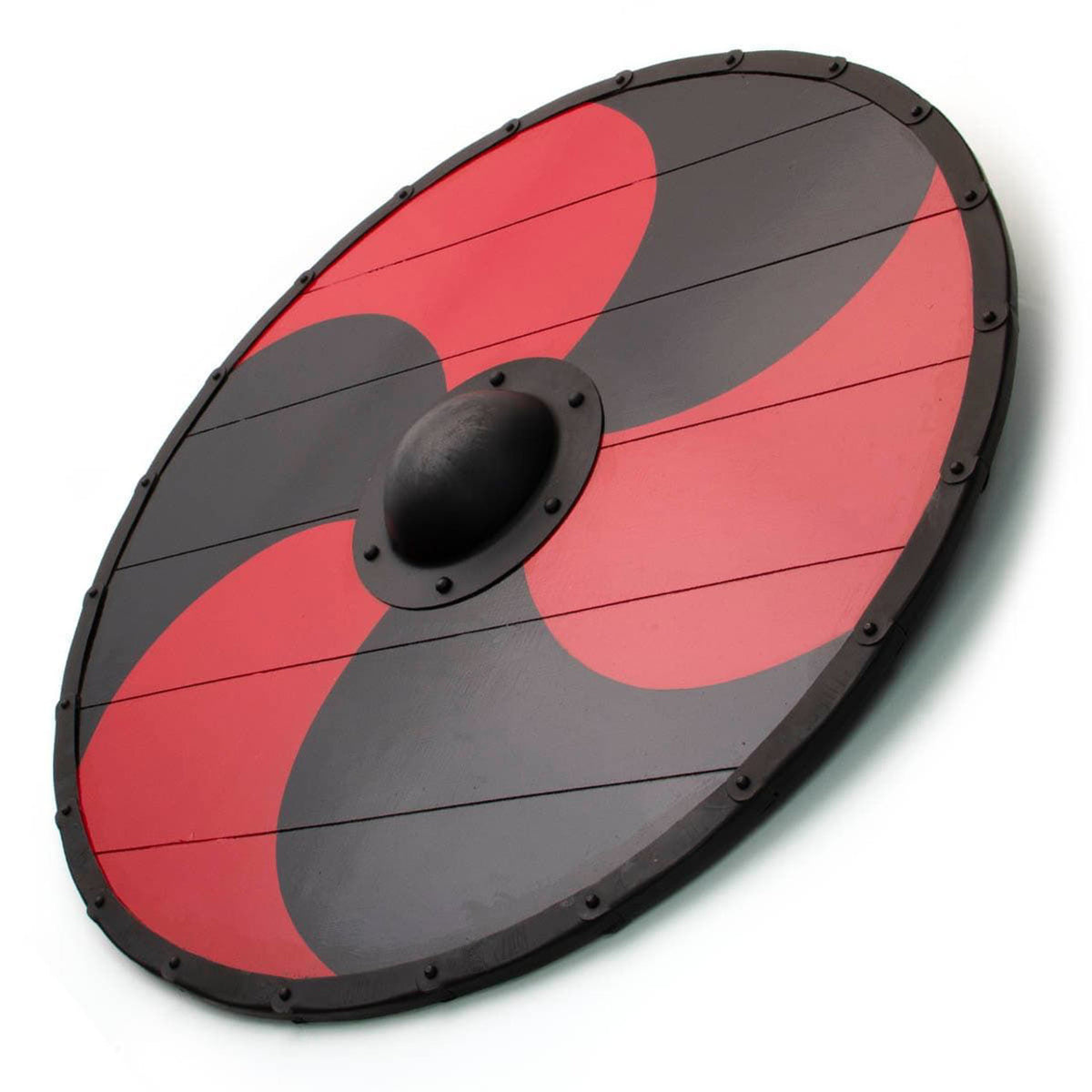 Escudo Funcional de Guerrero Vikingo, rojo-negro