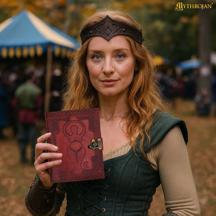 Diario medieval cuero hecho a mano modelo Diosa