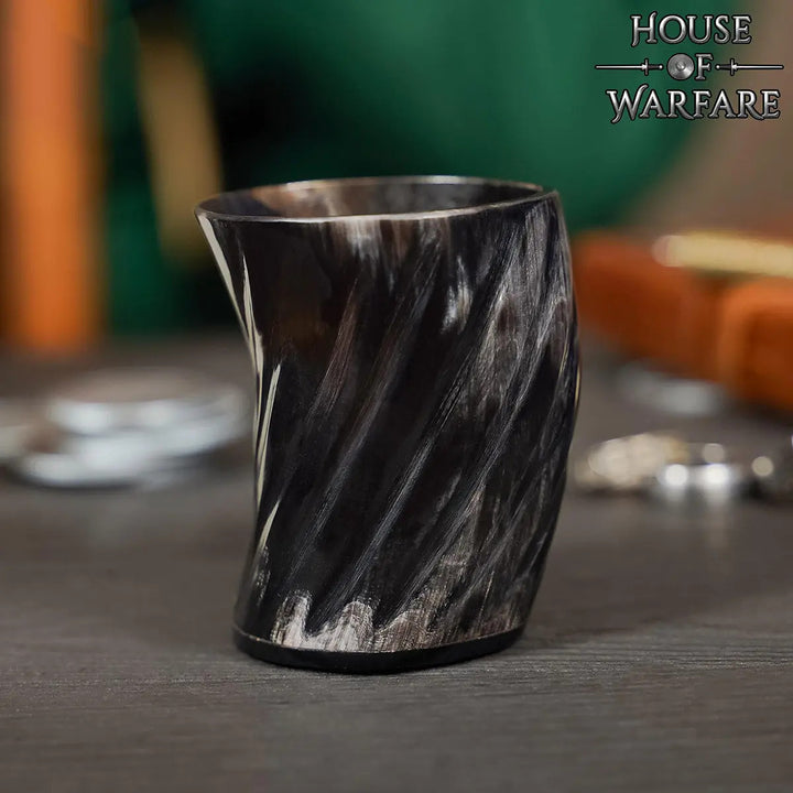 Vaso Chupito Cuerno Vikingo Natural Pulido, 100 ml.
