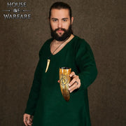 Cuerno natural vikingo Runebound con grabados