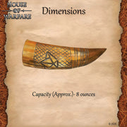 Cuerno natural vikingo Runebound con grabados