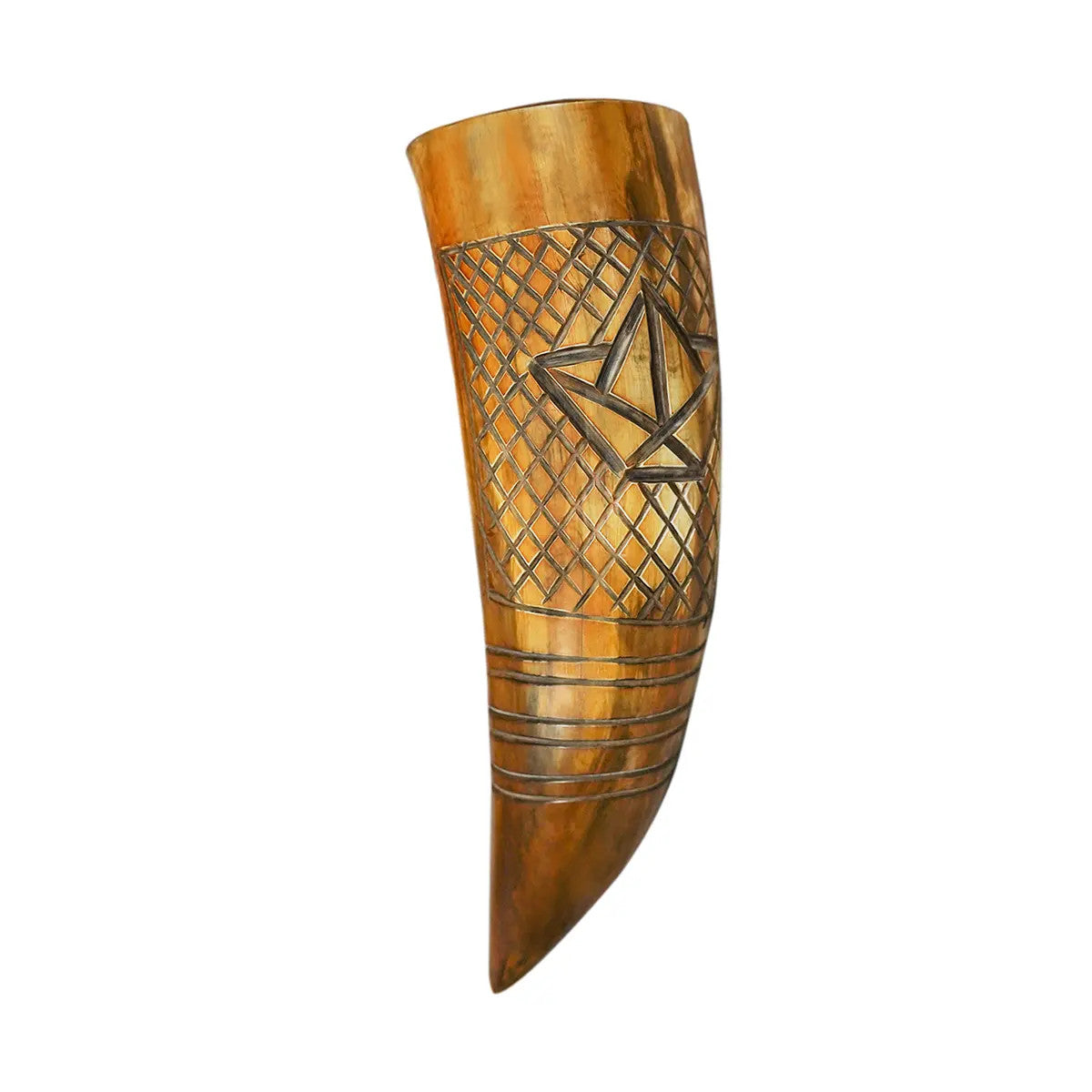 Cuerno natural vikingo Runebound con grabados