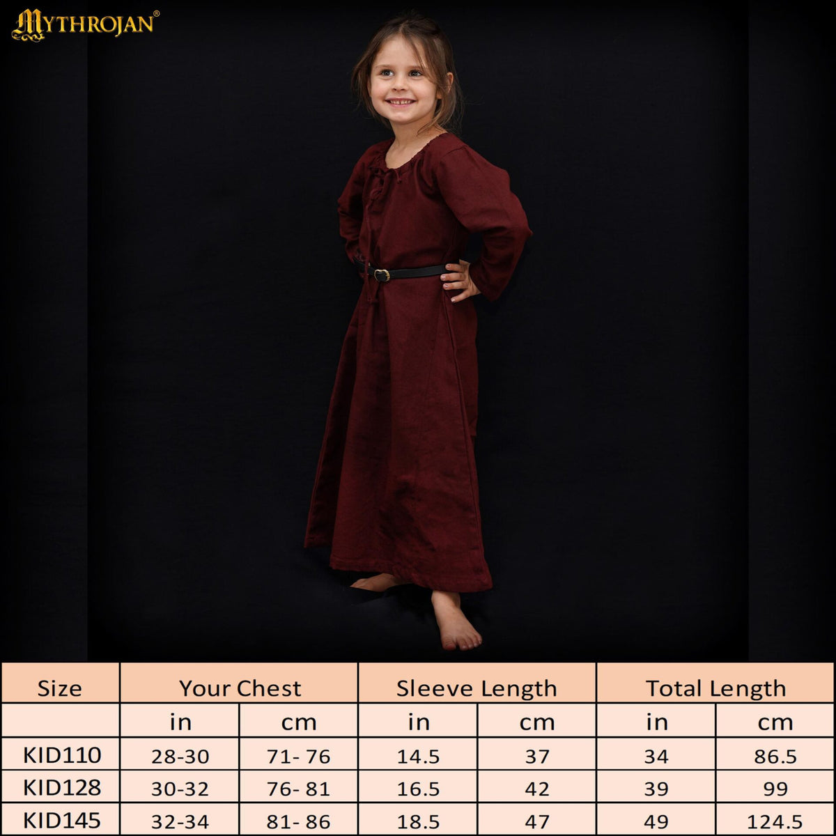 Vestido Medieval Infantil Marrón para LARP