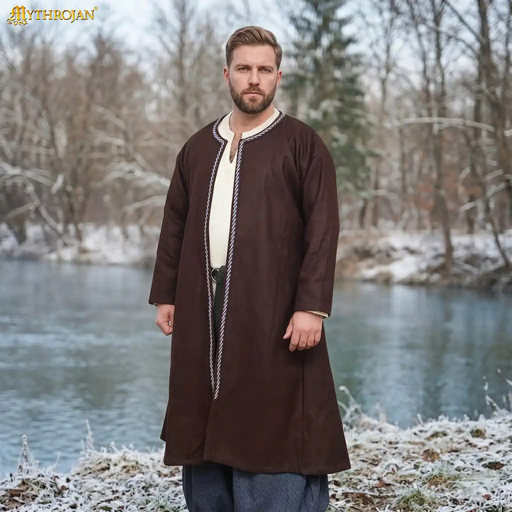Abrigo Lana Vikingo marrón Estilo Kaftán