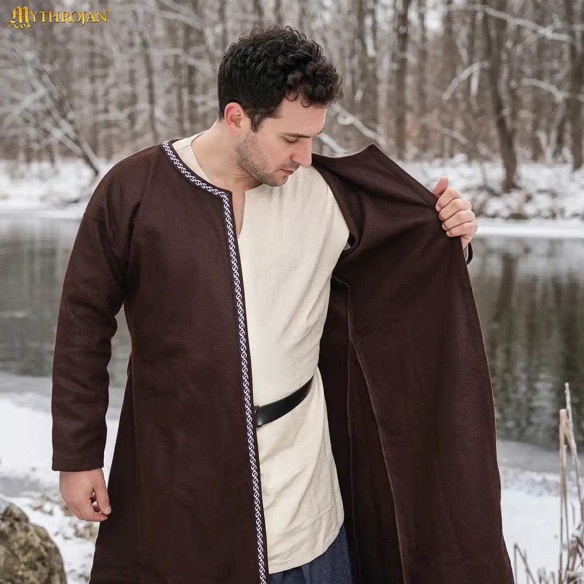 Abrigo Lana Vikingo marrón Estilo Kaftán