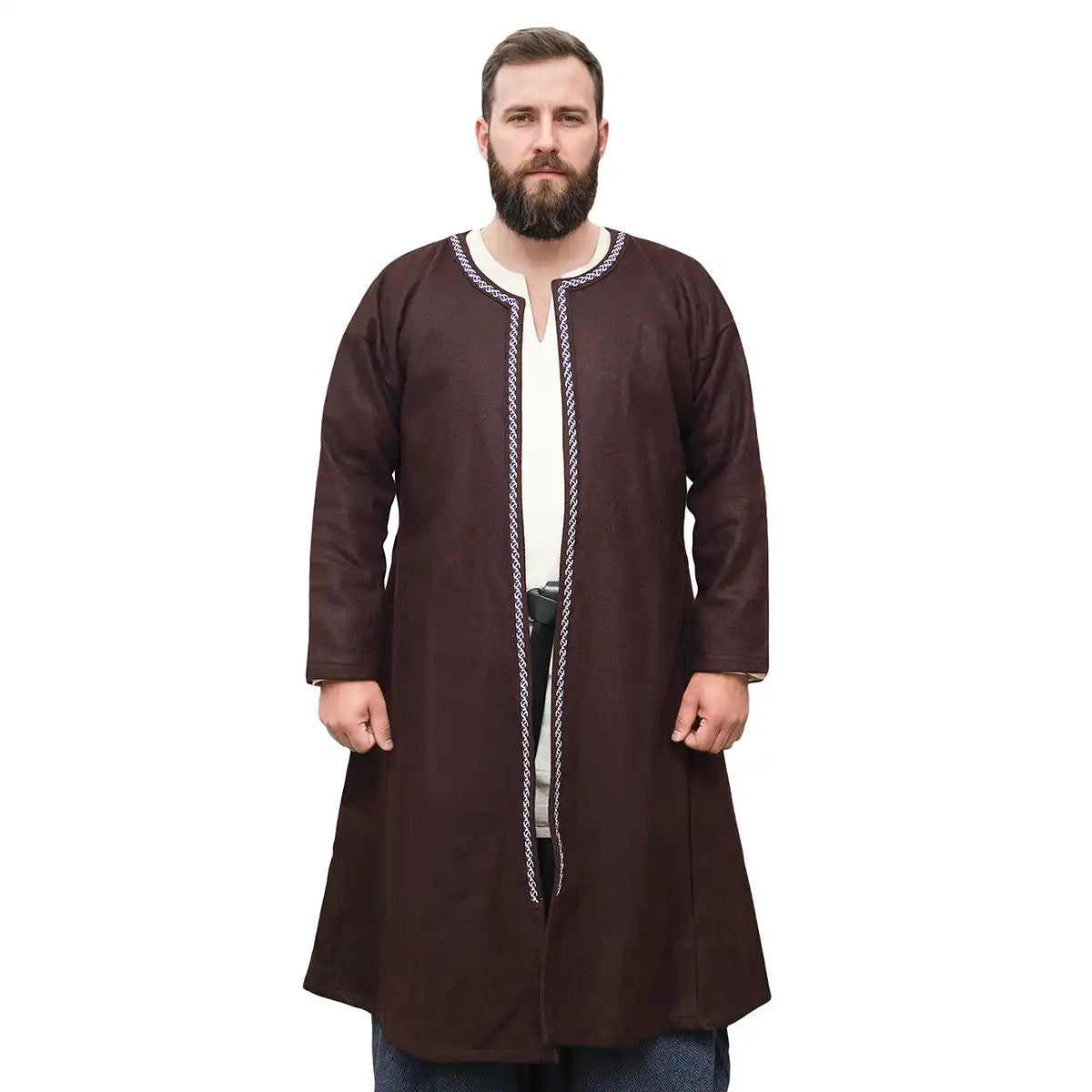 Abrigo Lana Vikingo marrón Estilo Kaftán