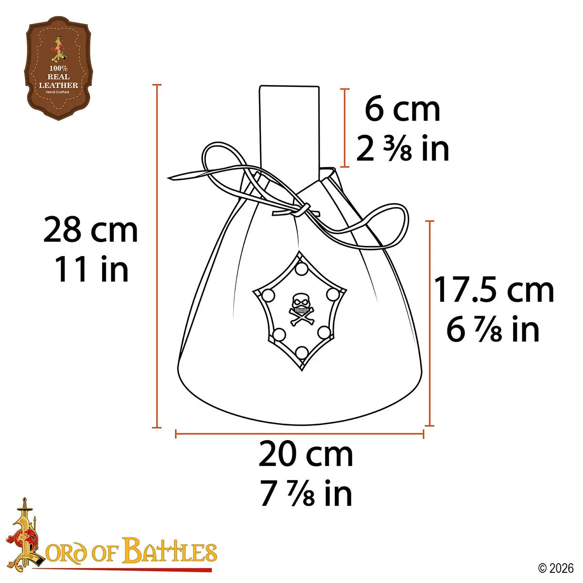 Bolso limosnera Pirata Cinturón Cuero negro