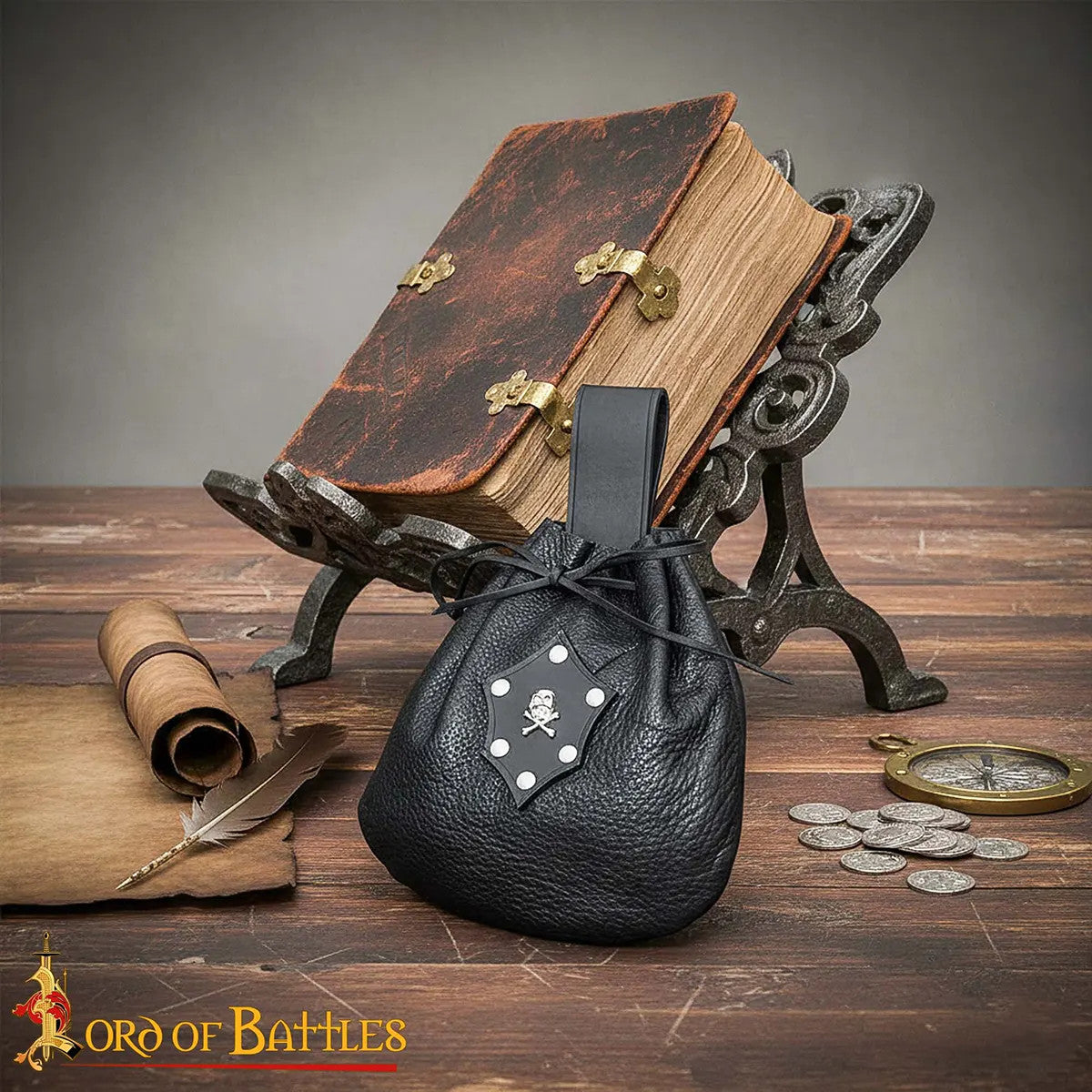 Bolso limosnera Pirata Cinturón Cuero negro
