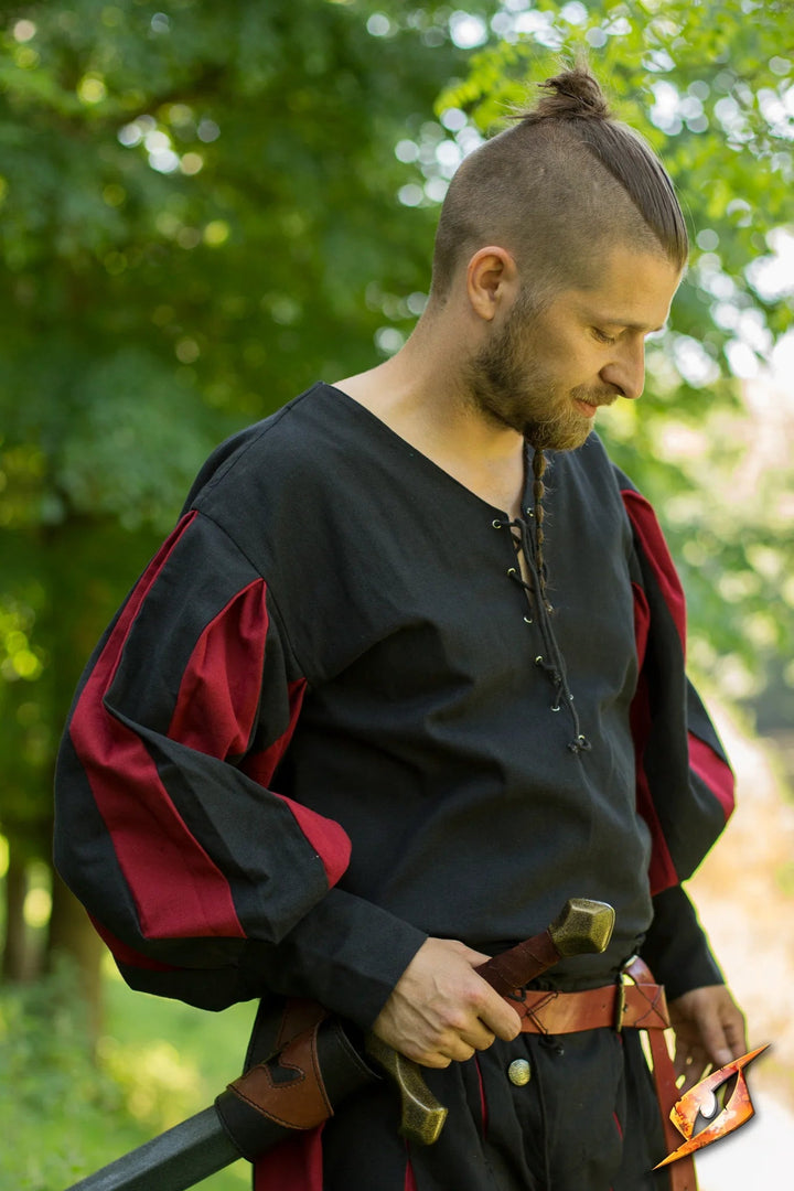 Camisa de mercenario Lansquenete, negro-rojo