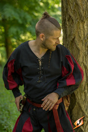 Camisa de mercenario Lansquenete, negro-rojo