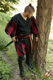 Camisa de mercenario Lansquenete, negro-rojo